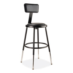 6400 Series Height Adjustable Heavy Duty Vinyl Steel Stool with Backrest, Supports 300 lb, 19" to 27" Seat Height, Black