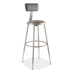 6400 Series Height Adjustable Heavy Duty Padded Stool with Backrest, Supports Up to 300 lb, 25" to 33" Seat Height, Gray