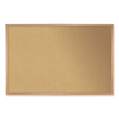 Natural Cork Bulletin Board with Frame, 120.5 x 48.5, Tan Surface, Oak Frame