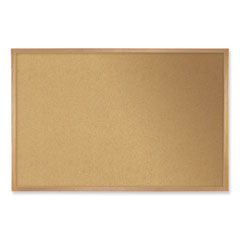 Natural Cork Bulletin Board with Frame, 144.5 x 48.5, Tan Surface, Oak Frame