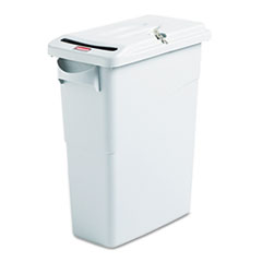 Rubbermaid® Commercial Slim Jim Confidential Document Receptacle with Lid, Rectangle, 15.88 gal, Light Gray