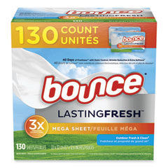Bounce® Fabric Softener Sheets, Outdoor Fresh and Clean, 130 Sheets/Box, 3 Boxes/Carton