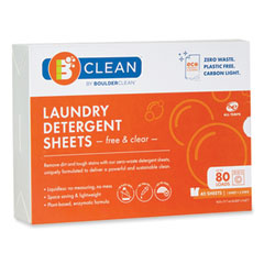 Boulder Clean Laundry Detergent Sheets, Free and Clear, 40/Pack