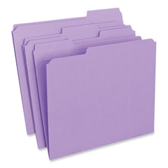 Universal® Reinforced Top-Tab File Folders, 1/3-Cut Tabs: Assorted, Letter Size, 1" Expansion, Violet, 100/Box