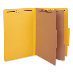 Bright Colored Pressboard Classification Folders, 2" Expansion, 2 Dividers, 6 Fasteners, Legal Size, Yellow Exterior, 10/Box