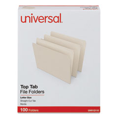 Universal® Top Tab File Folders, Straight Tabs, Letter Size, 0.75" Expansion, Manila, 100/Box