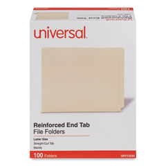 Deluxe Reinforced End Tab Folders, Straight Tabs, Letter Size, 0.75" Expansion, Manila, 100/Box