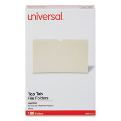 Universal® Top Tab File Folders, 1/2-Cut Tabs: Assorted, Legal Size, 0.75" Expansion, Manila, 100/Box