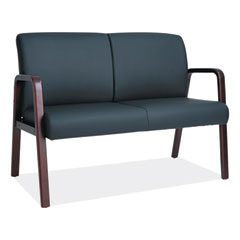 Alera® Alera Reception Lounge Series Wood Loveseat, 44.88w x 26.13d x 33h, Black/Mahogany