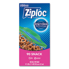 Ziploc® Seal Top Snack Bags, 10 oz, 6.5" x 3.25", Clear, 90 Bags/Box, 12 Boxes/Carton