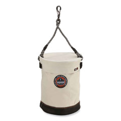 ergodyne® Arsenal 5740T Leather Bottom Canvas Hoist Bucket and Top with Swivel Clip, 150 lb, White, Ships in 1-3 Business Days