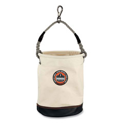 ergodyne® Arsenal 5740 Leather Bottom Canvas Hoist Bucket with Swivel Clip, 150 lb, White, Ships in 1-3 Business Days