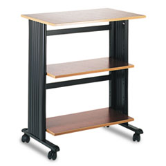 Safco® Muv Three Level Machine Cart/Printer Stand, Engineered Wood, 3 Shelves, 29.5" x 20" x 35", Cherry/Black