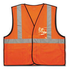 ergodyne® GloWear 8216BA Class 2 Breakaway Mesh ID Holder Vest, Polyester, 4X-Large/5X-Large, Orange, Ships in 1-3 Business Days