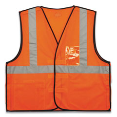 ergodyne® GloWear 8216BA Class 2 Breakaway Mesh ID Holder Vest, Polyester, Large/X-Large, Orange, Ships in 1-3 Business Days
