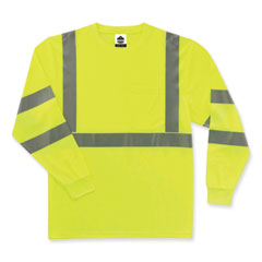 ergodyne® GloWear 8391 Class 3 Hi-Vis Long Sleeve Shirt, Polyester, Lime, X-Large, Ships in 1-3 Business Days