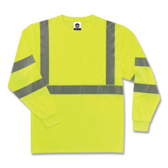 ergodyne® GloWear 8391 Class 3 Hi-Vis Long Sleeve Shirt, Polyester, Lime, Medium, Ships in 1-3 Business Days