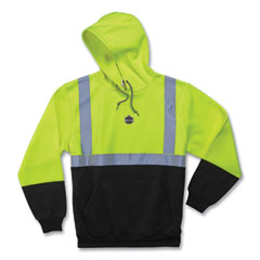 ergodyne® GloWear 8293 Hi-Vis Class 2 Hooded Sweatshirt Black Bottom, Polar Fleece, Small, Lime, Ships in 1-3 Business Days