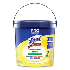 LYSOL® Brand Professional Disinfecting Wipe Bucket, 1-Ply, 6 x 8, Lemon and Lime Blossom, White, 800 Wipes/Bucket, 2 Buckets/Carton
