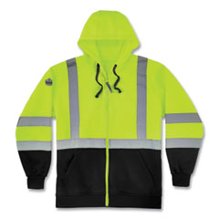 ergodyne® GloWear 8372 Zip-Up Hi-Vis Class 3 Hooded Sweatshirt with Black Bottom