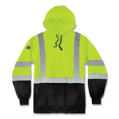 ergodyne® GloWear 8373 Hi-Vis Class 3 Hooded with Sweatshirt Black Bottom, Polar Fleece, Lime, Medium, Ships in 1-3 Business Days