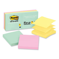 Post-it® Dispenser Notes Original Pop-up Refill, 3" x 3", Beachside Cafe Collection Colors, 100 Sheets/Pad, 6 Pads/Pack
