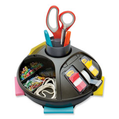 3M™ Rotary Self-Stick Notes Dispenser, 14 Compartments, Plastic, 10" Diameter x 6"h, Black