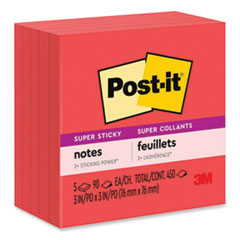 Post-it® Notes Super Sticky Self-Stick Notes, 3" x 3", Saffron Red, 90 Sheets/Pad, 8 Pads/Pack