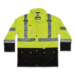 ergodyne® GloWear 8386 Class 3 Hi-Vis Outer Shell Jacket, Polyester, 2X-Large, Lime, Ships in 1-3 Business Days