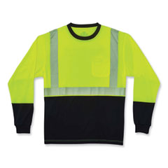 ergodyne® GloWear 8281BK Class 2 Long Sleeve Shirt with Black Bottom, Polyester, 4X-Large, Lime, Ships in 1-3 Business Days