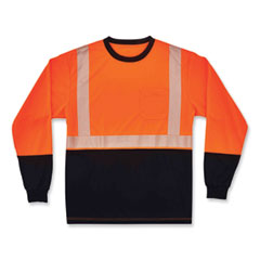 GloWear 8281BK Class 2 Long Sleeve Shirt with Black Bottom, Polyester, Medium, Orange