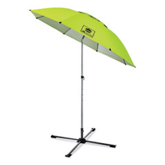 ergodyne® Shax 6199 Lightweight Work Umbrella Stand Kit, 7.5 ft dia x 92" Tall, Polyester/Steel, Lime, Ships in 1-3 Business Days