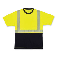 ergodyne® GloWear 8280BK Class 2 Performance T-Shirt with Black Bottom, Polyester, 3X-Large, Lime, Ships in 1-3 Business Days