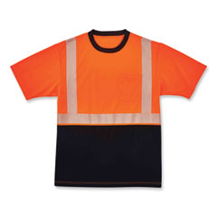 ergodyne® GloWear 8280BK Class 2 Performance T-Shirt with Black Bottom, Polyester, Small, Orange, Ships in 1-3 Business Days