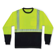 ergodyne® GloWear 8281BK Class 2 Long Sleeve Shirt with Black Bottom, Polyester, 2X-Large, Lime, Ships in 1-3 Business Days