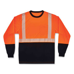 ergodyne® GloWear 8281BK Class 2 Long Sleeve Shirt with Black Bottom, Polyester, X-Large, Orange, Ships in 1-3 Business Days
