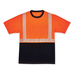 ergodyne® GloWear 8280BK Class 2 Performance T-Shirt with Black Bottom, Polyester, X-Large, Orange, Ships in 1-3 Business Days