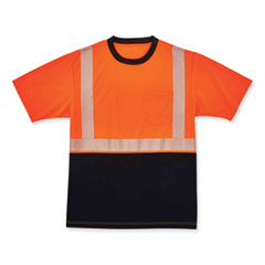 ergodyne® GloWear 8280BK Class 2 Performance T-Shirt with Black Bottom, Polyester, Large, Orange, Ships in 1-3 Business Days