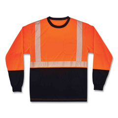 ergodyne® GloWear 8281BK Class 2 Long Sleeve Shirt with Black Bottom, Polyester, 2X-Large, Orange, Ships in 1-3 Business Days