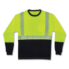 ergodyne® GloWear 8281BK Class 2 Long Sleeve Shirt with Black Bottom, Polyester, X-Large, Lime, Ships in 1-3 Business Days