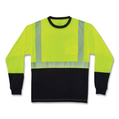 ergodyne® GloWear 8281BK Class 2 Long Sleeve Shirt with Black Bottom, Polyester, Large, Lime, Ships in 1-3 Business Days