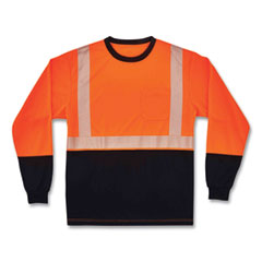 ergodyne® GloWear 8281BK Class 2 Long Sleeve Shirt with Black Bottom, Polyester, 5X-Large, Orange, Ships in 1-3 Business Days