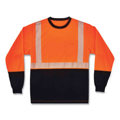 ergodyne® GloWear 8281BK Class 2 Long Sleeve Shirt with Black Bottom, Polyester, Small, Orange, Ships in 1-3 Business Days