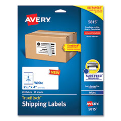 Avery® Shipping Labels with TrueBlock Technology, Inkjet Printers, 2.5 x 4, White, 8 Labels/Sheet, 25 Sheets/Pack