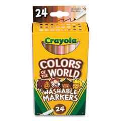 Crayola® Colors of the World Washable Markers, Fine Bullet Tip, Assorted Colors, 24/Pack