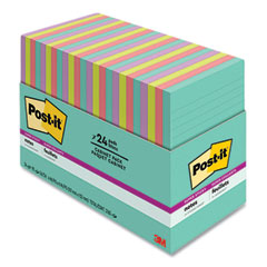 Post-it® Notes Super Sticky Pads in Supernova Neons Collection Colors, Note Ruled, Cabinet Pack, 4" x 6", 90 Sheets/Pad, 24 Pads/Pack