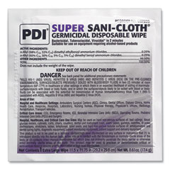 Sani Professional® Super Sani-Cloth Individually Wrapped Germicidal Disposable Wipes, Extra-Large, 1-Ply, 11.5 x 11.75, White, 50/Box,3 Boxes/CT