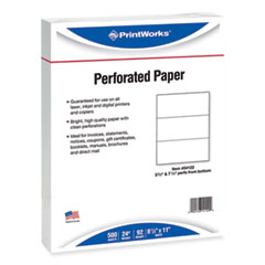 PrintWorks® Professional Perforated and Punched Paper, 92 Bright, 24 lb Bond Weight, 8.5 x 11, White, 500/Ream, 5 Reams/Carton