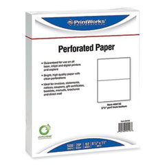 PrintWorks® Professional Perforated and Punched Paper, 20 lb Bond Weight, 8.5 x 11, White, 500/Ream, 5 Reams/Carton