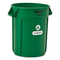Rubbermaid® Commercial Vented Brute Resin Compost Can, 32 gal, Resin, Compost Green